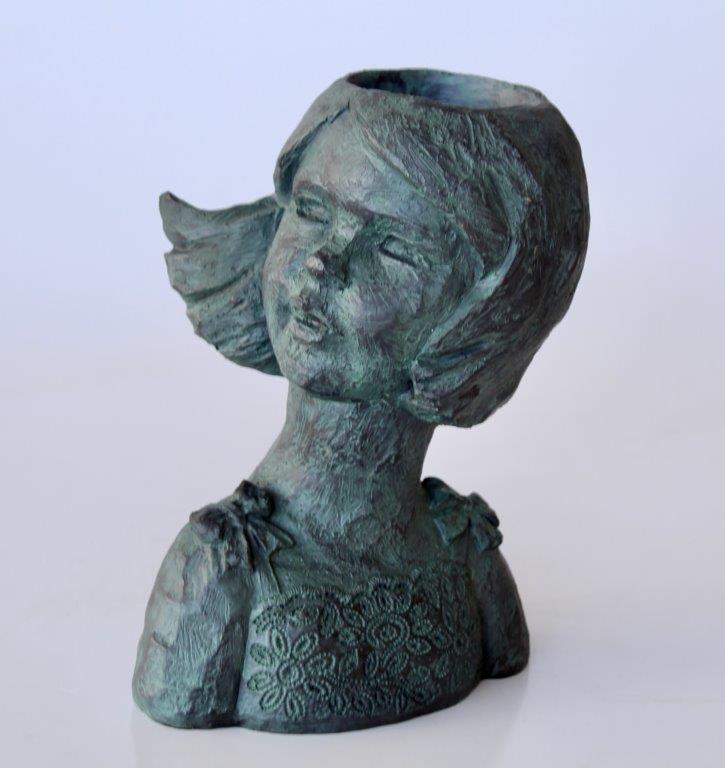 Green Resin Girl Planter
